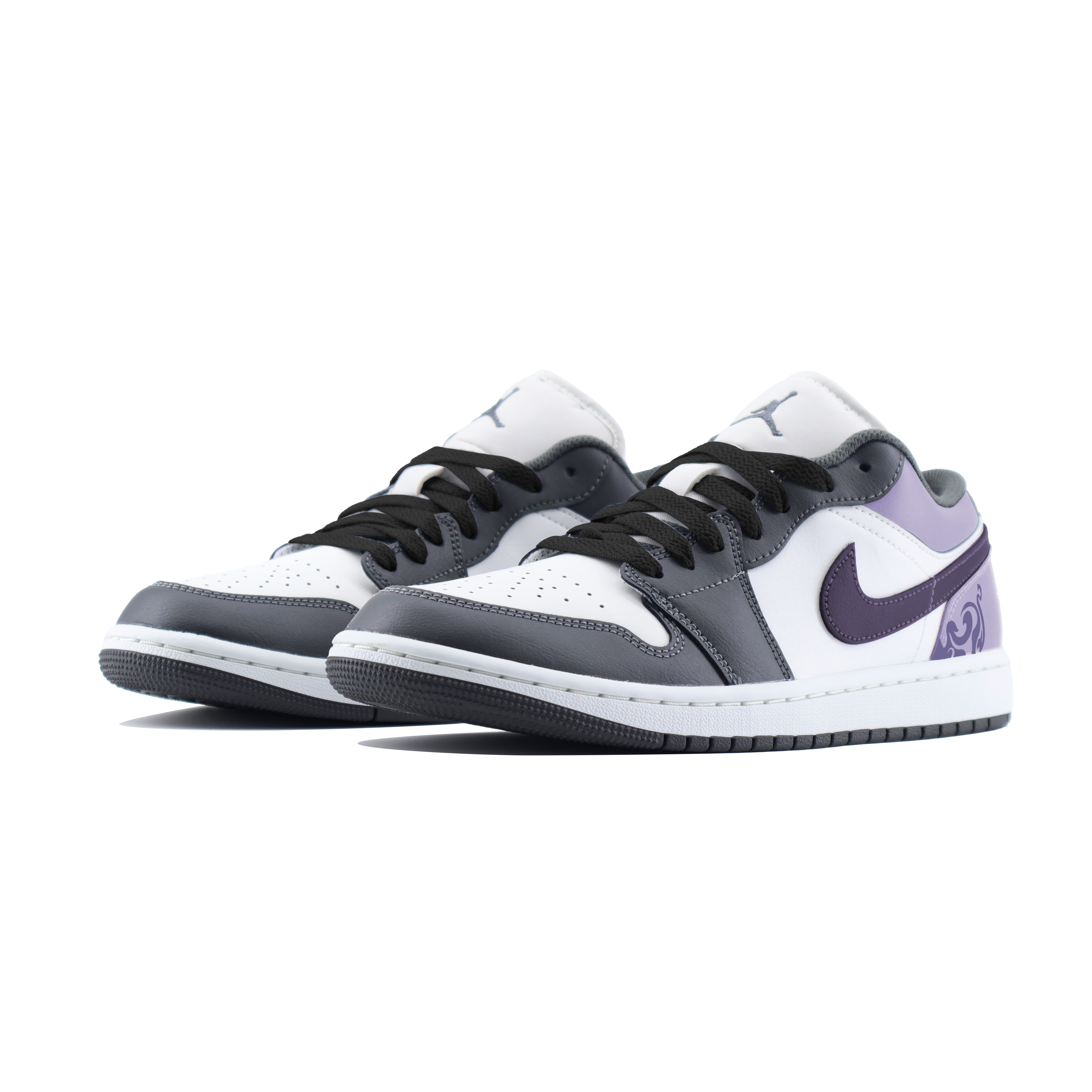 Jordan Air Jordan 1 Low Abrasion Resistant Low top Vintage Basketball Shoes Unisex White Purple Black