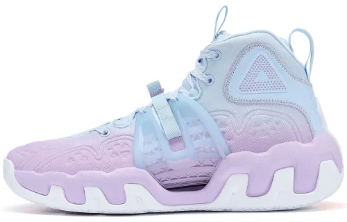 PEAK Basketball Shoes Men's High Top Sea Blue Light Purple