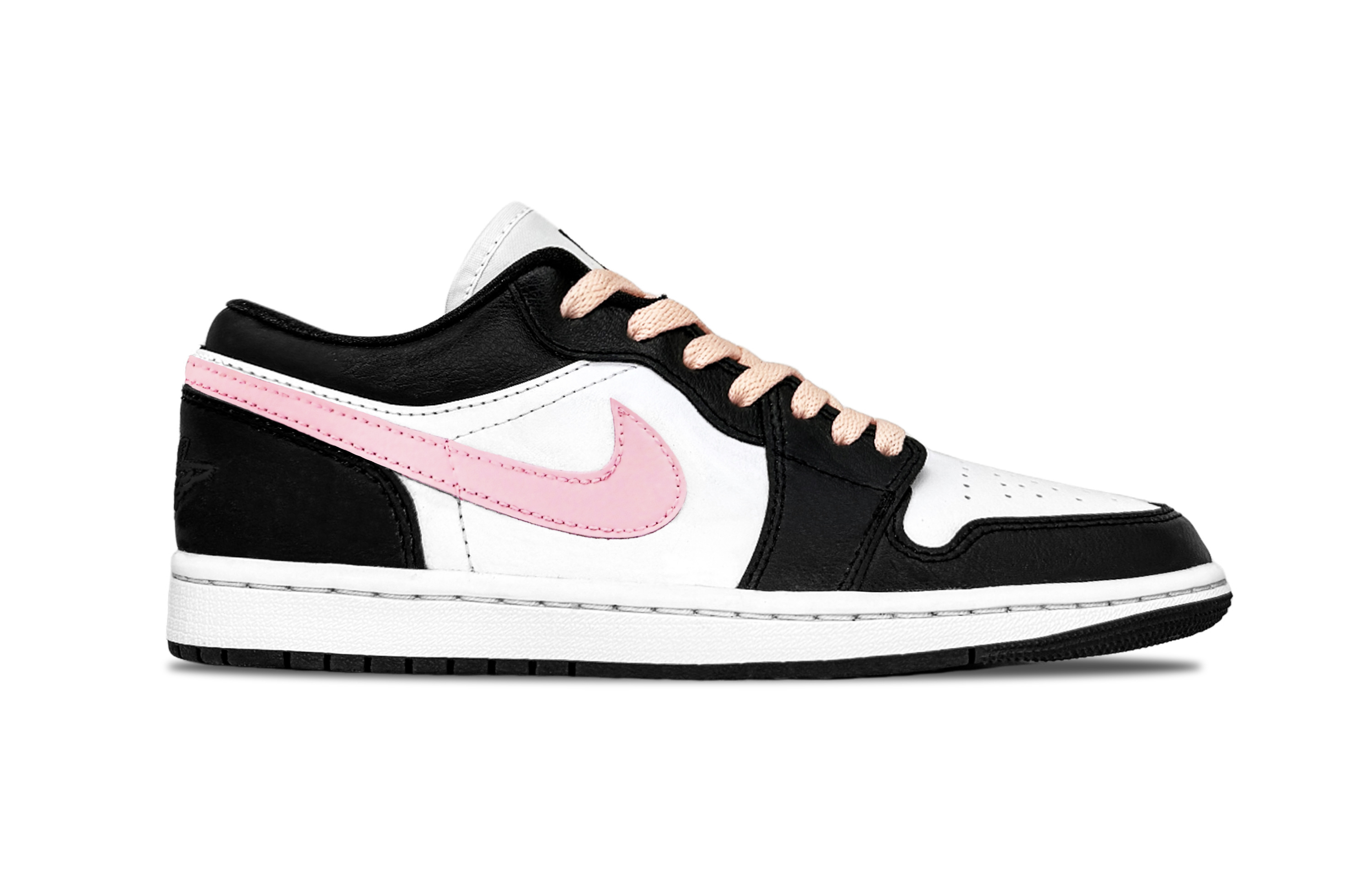 Jordan Air Jordan 1 Heart Dark Chocolate Abrasion Resistant Low top Vintage Basketball Shoes Unisex Black Pink
