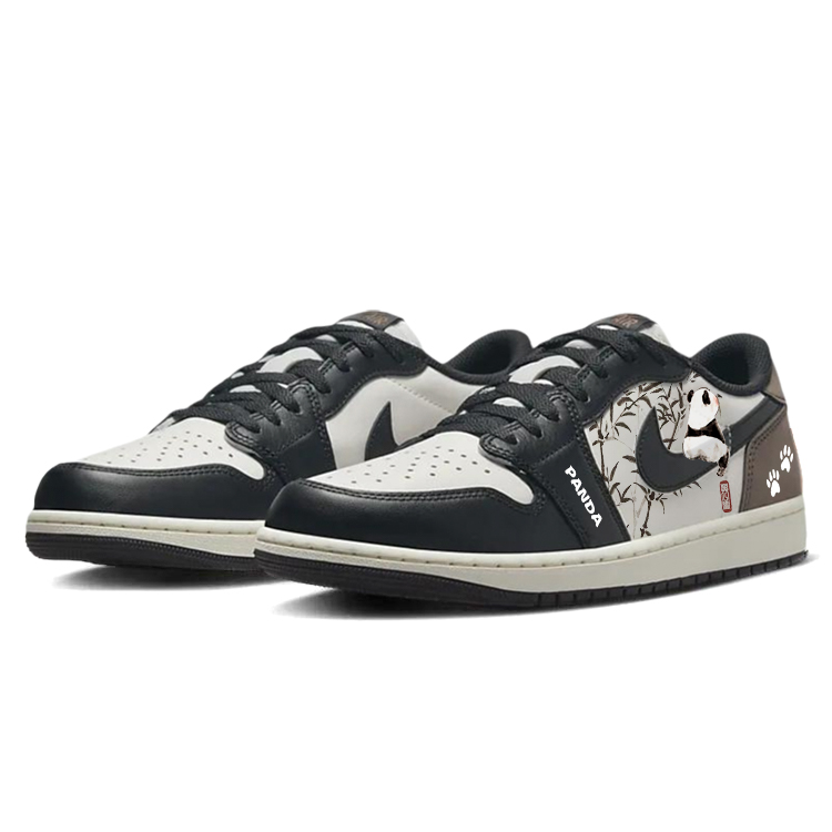 Jordan Air Jordan 1 Abrasion Resistant Slip Resistant Low top Vintage Basketball Shoes Men’s Black White Brown