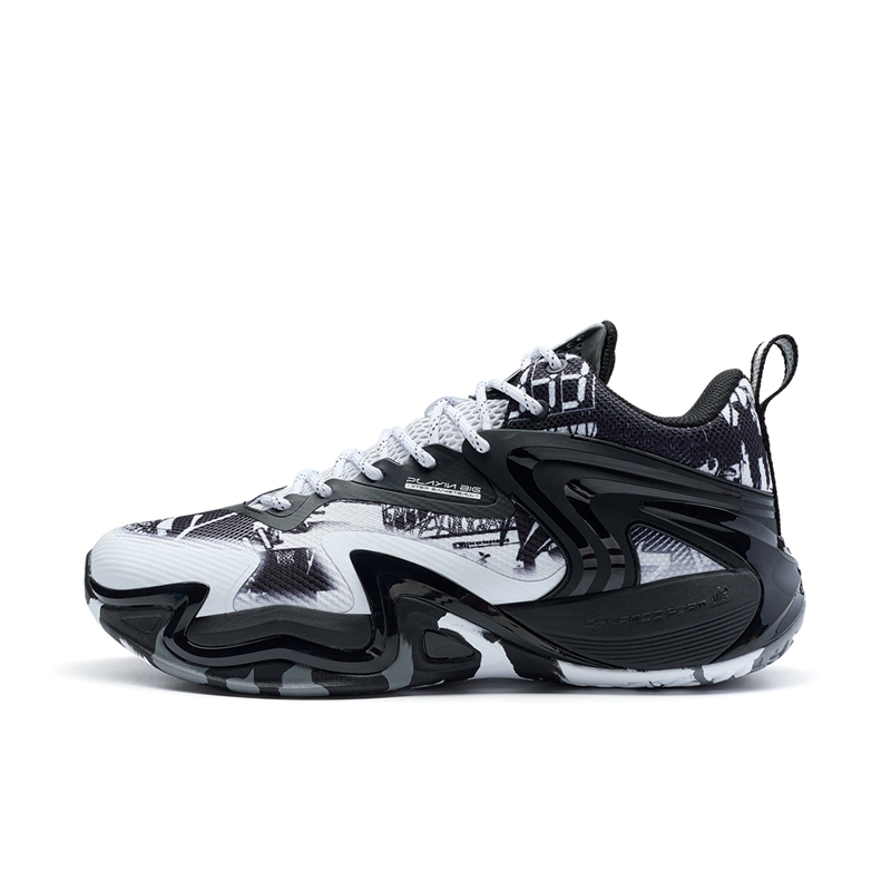 XTEP Cushioning, Wear Resistant Low top Basketball Shoes Men’s Black White