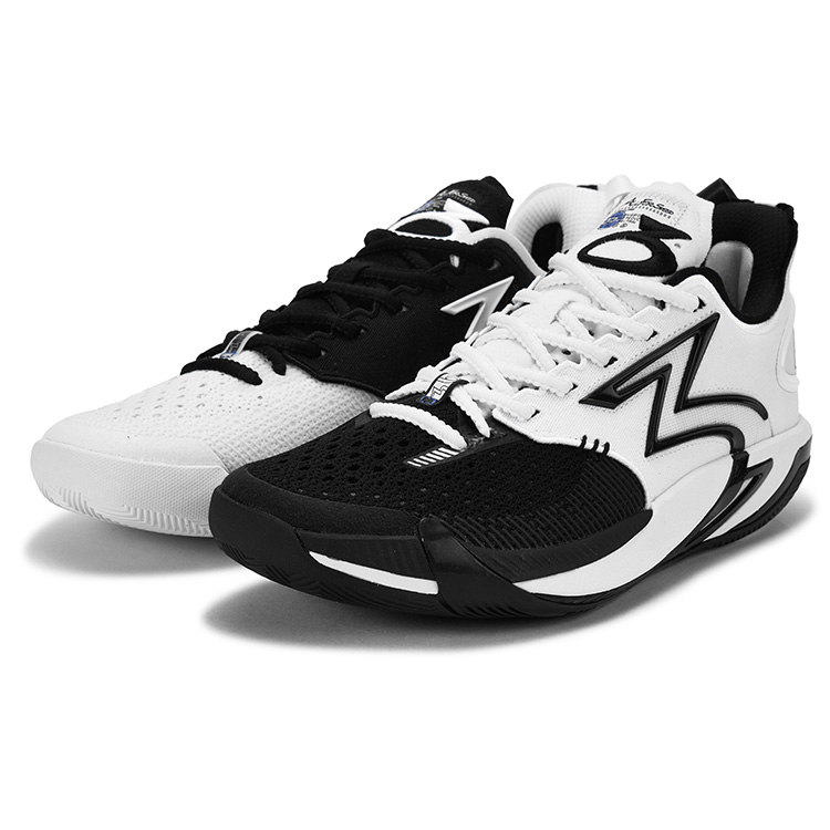 361° BIG3 6.0 Pro Cushioning Slip Resistant Support Mid top Basketball Shoes Unisex Black White