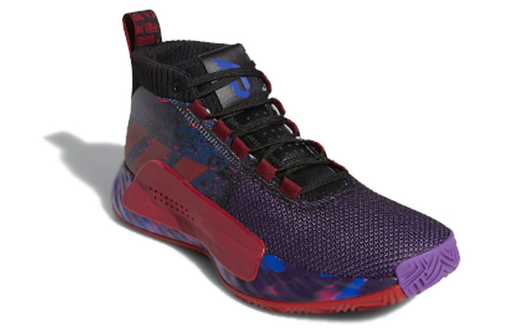 Мужские кроссовки adidas D Lillard 5 (фиолетово-красный) — Фиолетовый / красный — фото 3