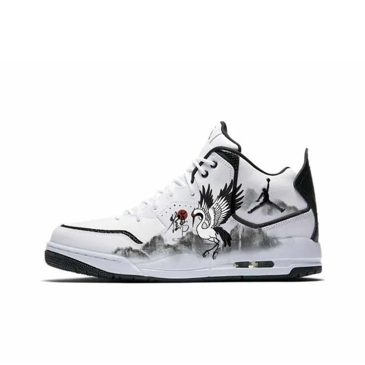Jordan Courtside 23 Abrasion Resistant Mid top Vintage Basketball Shoes Men's Black White