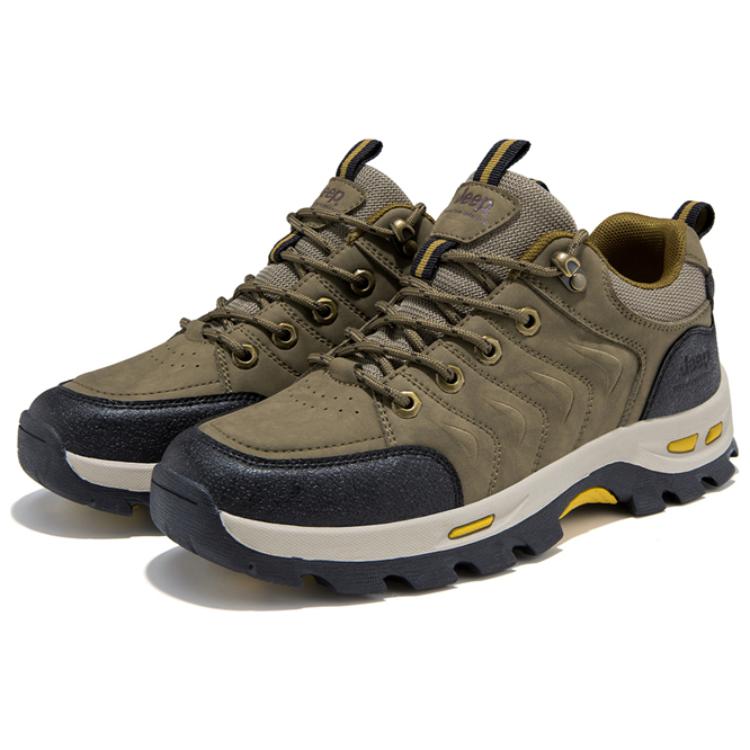 Jeep Comfortable Slip Resistant Abrasion Resistant Low top Hiking Shoes Men’s Khaki
