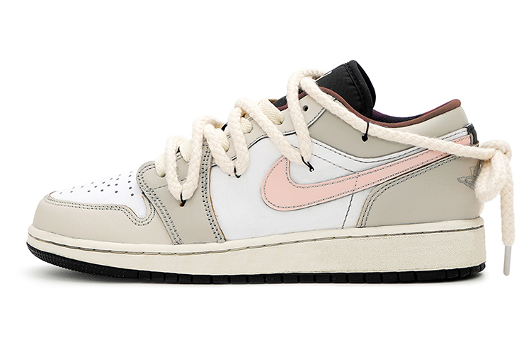 Jordan Air Jordan 1 Low top Vintage Basketball Shoes GS Gray Pink