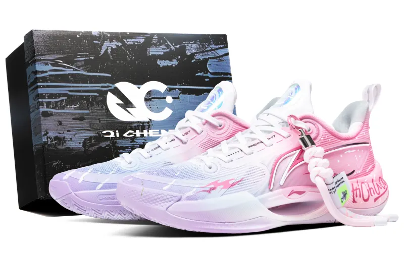 Li Ning Super Light V2 Cushioning Slip Resistant Abrasion Resistant Low top Basketball Shoes Men's Pink Purple