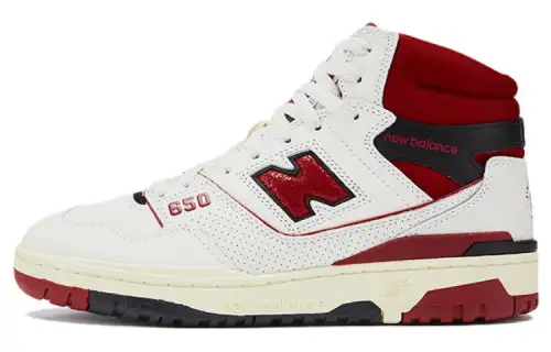 Aimé Leon Dore x New Balance NB 650 Leather Trendy Casual High Top Retro Basketball Shoes Unisex White and Red