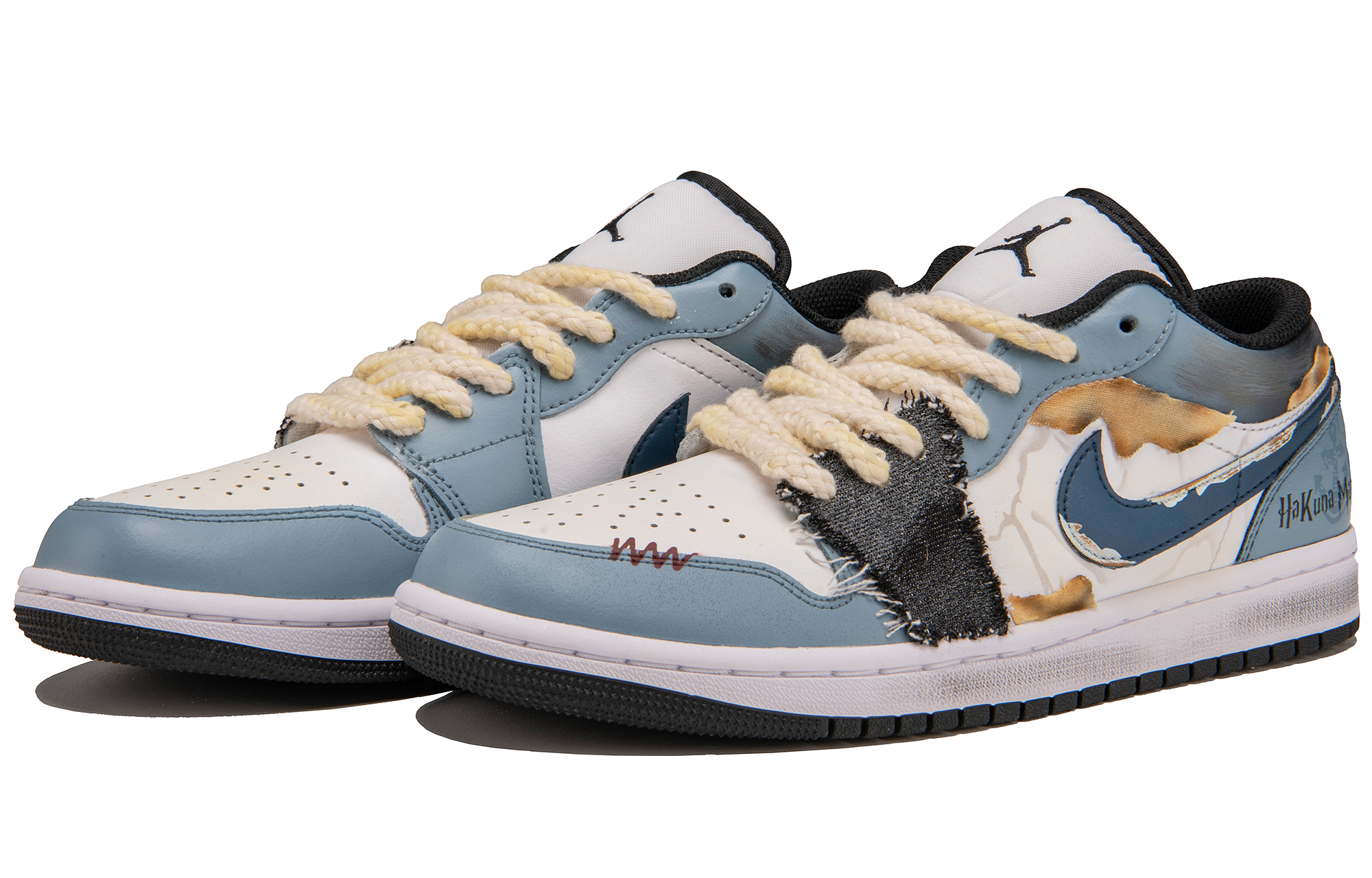 Jordan 1 Cushioning Slip Resistant Low top Vintage Basketball Shoes Men’s Blue Gray White