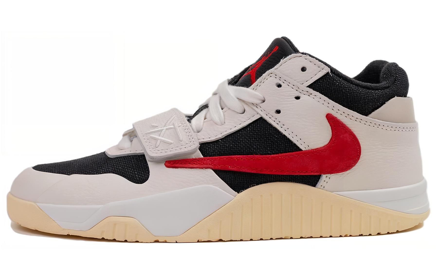 Кроссовки Travis Scott x Jordan Jumpman Jack “University Red” (бежево-черно-красные)