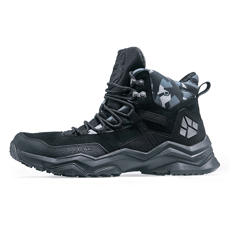 RAX Comfortable Non Slip And Waterproof High top Outdoor Shoes Men’s Black Camouflage