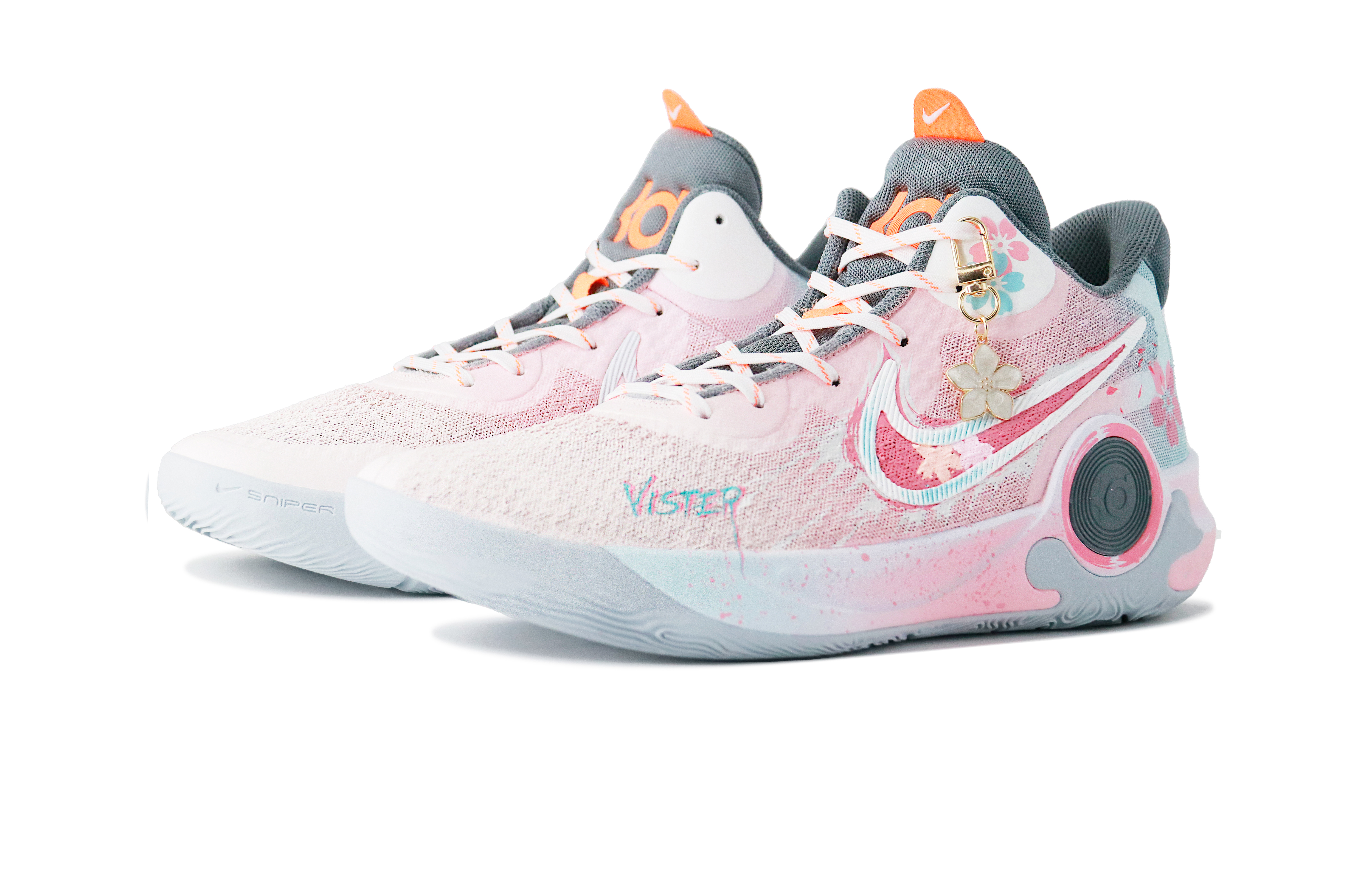 Nike KD Trey 5 IX Sakura Shrine Flame Cushioning Abrasion Resistant Breathable Mid top Basketball Shoes Unisex Pink