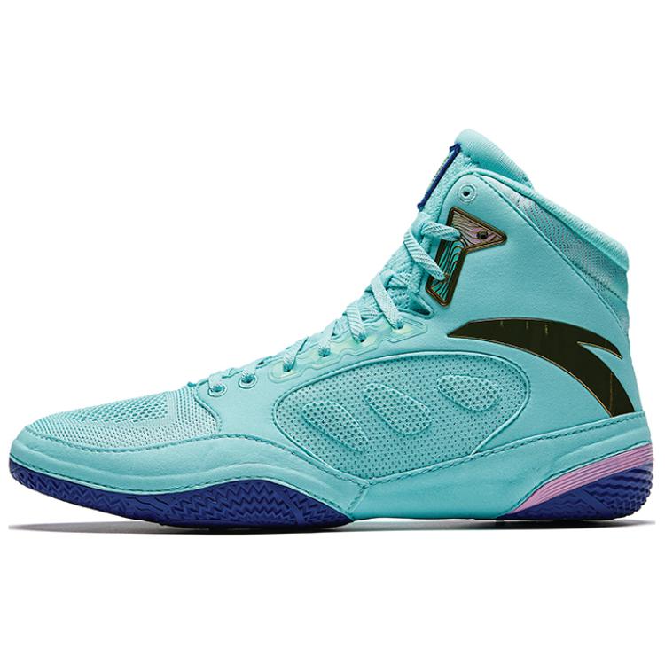 Anta Comfortable High top Professional Wrestling Shoes Men’s Green Black Blue
