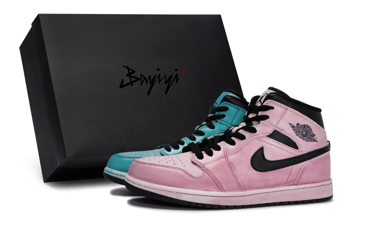Jordan Air Jordan 1 Mid 811 Manufacturing, Indigo Color, Special Shoe Box Mid top Vintage Basketball Shoes Unisex