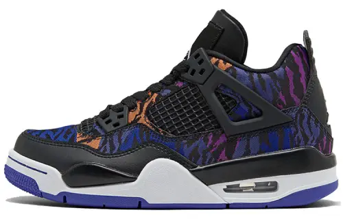 Jordan Air Jordan 4 Retro “A Tiger-Striped” Canvas Fabric Leather Mesh Comfortable and versatile Middle Top Retro Basketball Shoes Women’s Blue