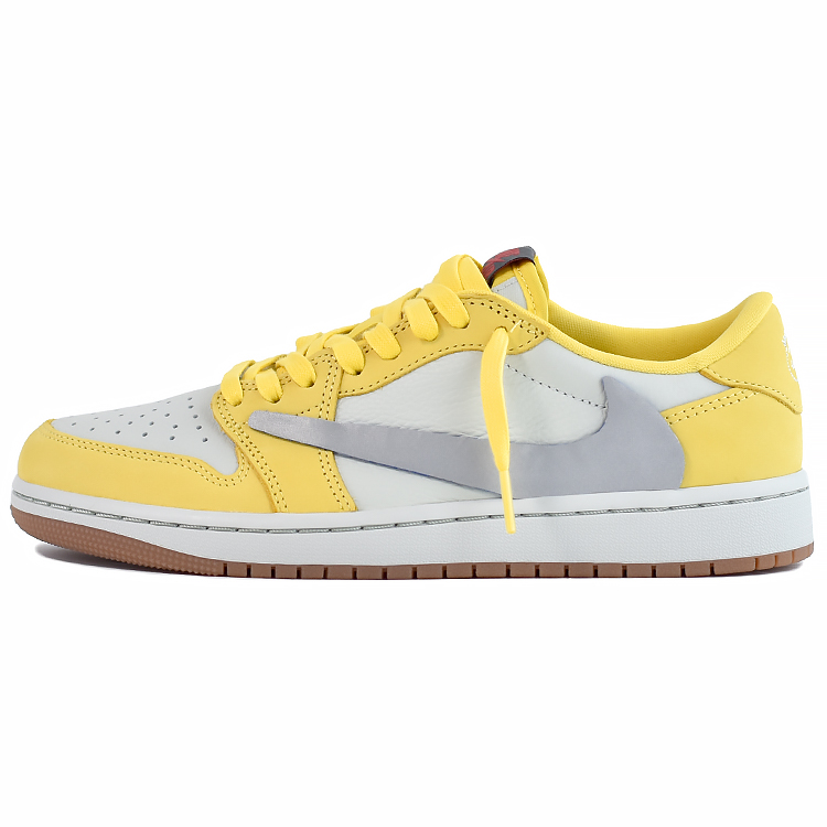 Travis Scott x Jordan Air Jordan 1 Low top Vintage Basketball Shoes Women's Canary Yellow