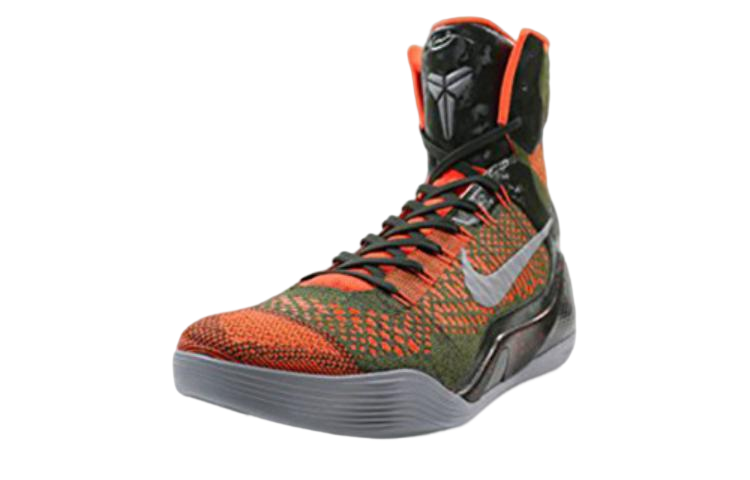 Мужские кроссовки Nike Kobe 9 (черно-оранжевые) — 红杉/糙绿/深红色/反光银 — фото 3