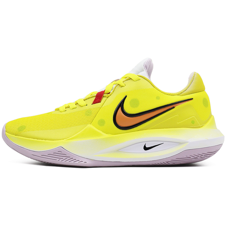 Nike Precision 6 Cushioning Slip Resistant Abrasion Resistant Support Low top Basketball Shoes Unisex Yellow Pink