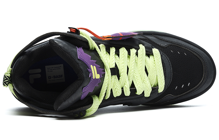 FILA FUSION DESPERADO Textile, Synthetic Leather Mid top Vintage Basketball Shoes Women’s Black Purple