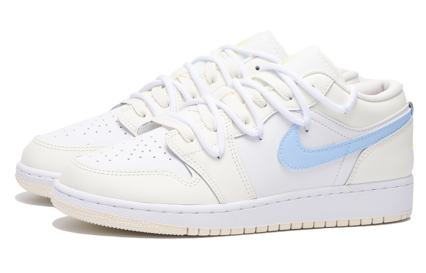 Jordan Air Jordan 1 Chestnut Slip Resistant Coverage Low top Vintage Basketball Shoes GS Yellow Blue