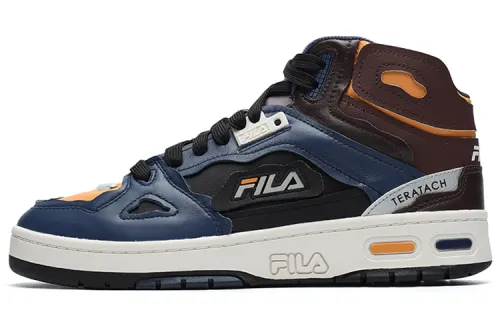 FILA FUSION Teratach Textile, Synthetic Leather, Split Cow Leather Fashion Cushioning, Wear Resistant Mid top