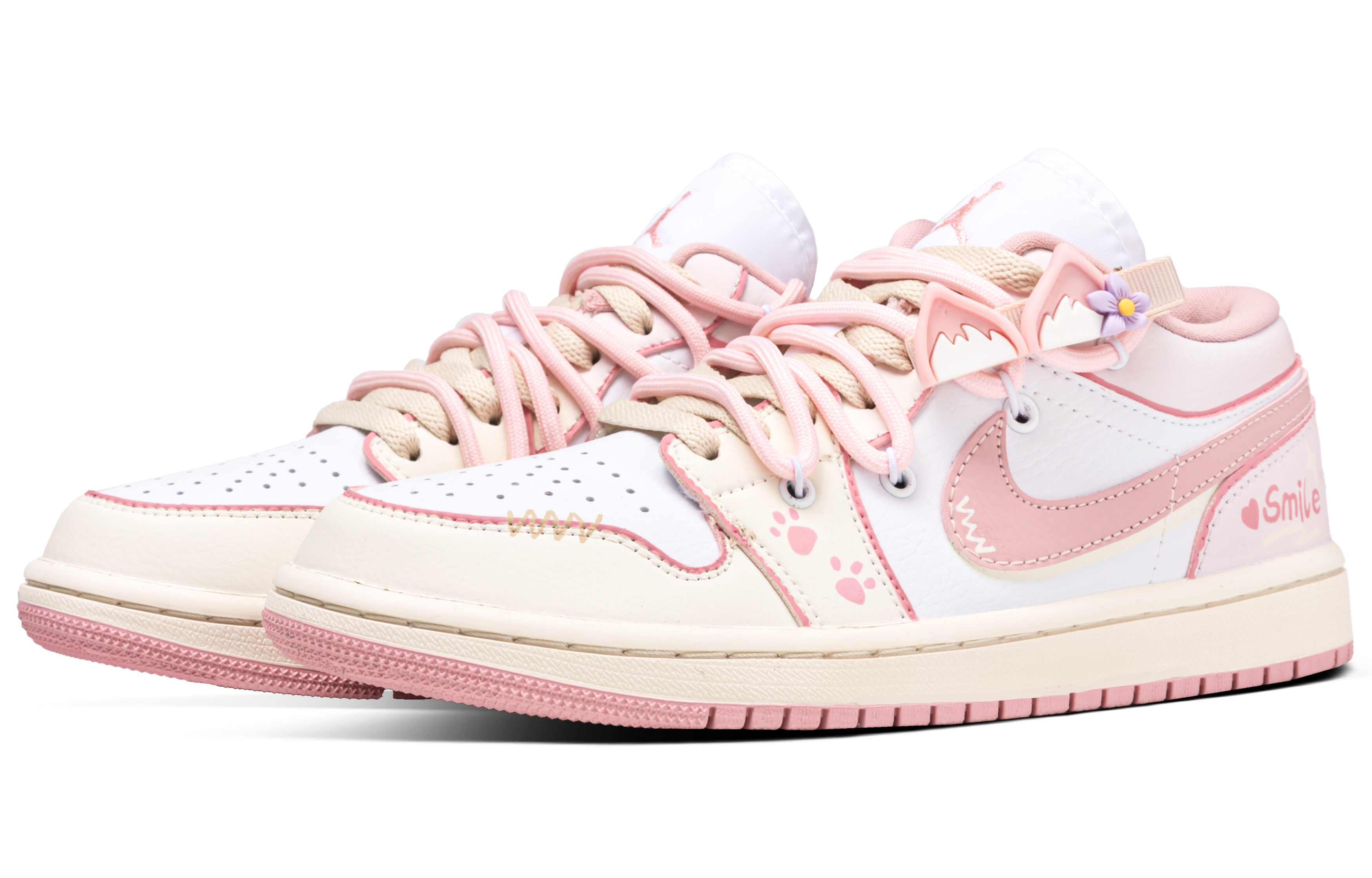 Jordan Air Jordan 1 Cream Puff Cat Abrasion Resistant Abrasion Resistant Low top Vintage Basketball Shoes Women’s