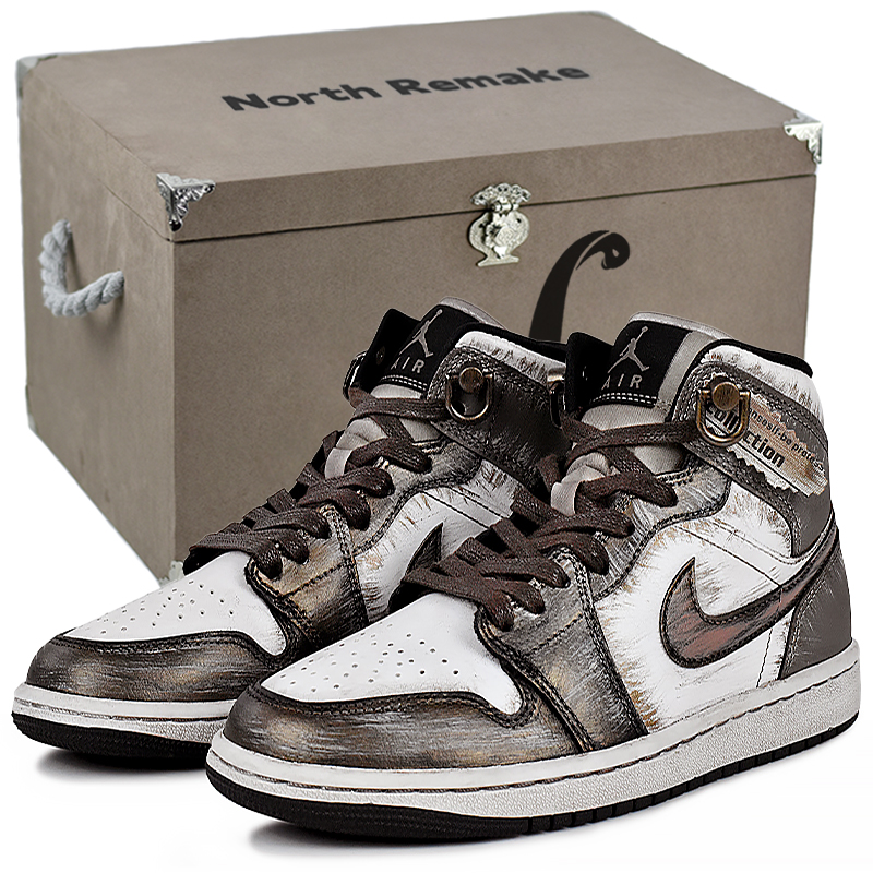 Jordan Air Jordan 1 Abrasion Resistant Mid top Vintage Basketball Shoes Women’s Brown White