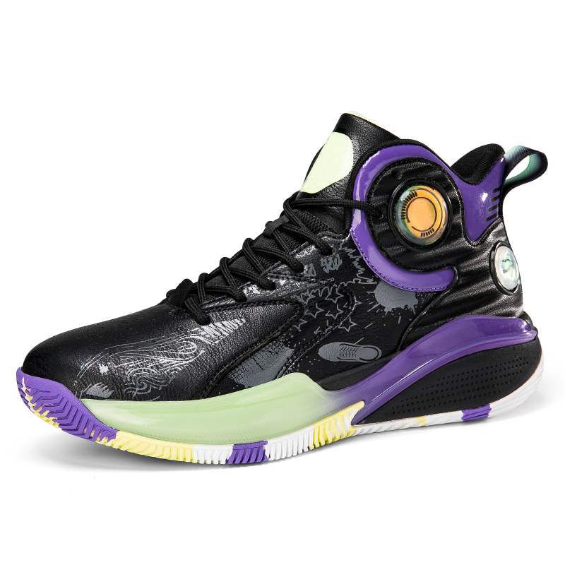ANDEZHANMUSI Basketball Shoes Unisex High Top Black Purple/White Black Green/White Black Orange