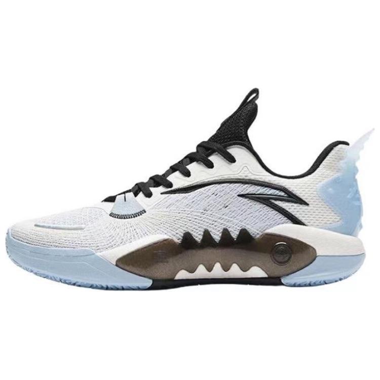 Anta Shock Wave 5 Team Textile, Rubber Slip Resistant And Breathable Low top Basketball Shoes Men's White Blue Black