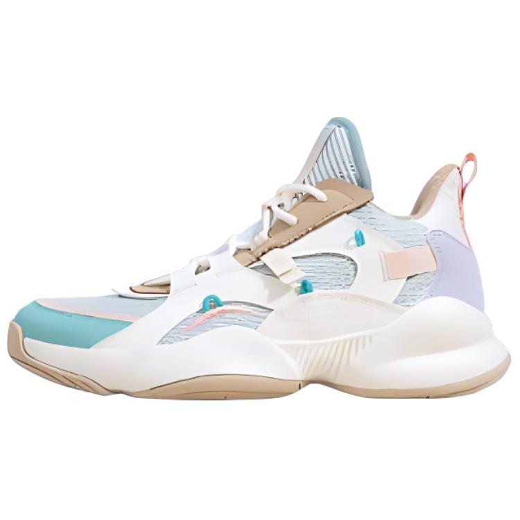QIAODAN Cushioning Slip Resistant Abrasion Resistant Breathable Low top Basketball Shoes Women’s White Green