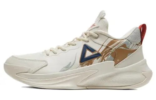 PEAK Slip Resistant Abrasion Resistant Slip Resistant Abrasion Resistant Low top Basketball Shoes Men's Canvas White