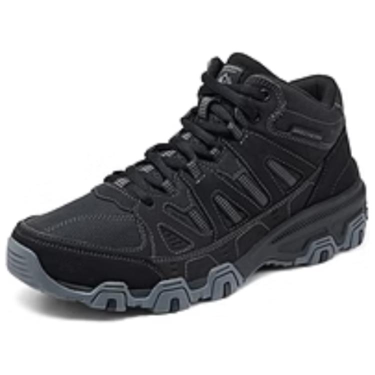 Skechers OUTDOOR MENS Comfortable And Breathable Support Rebound Mid top Mountaineering Shoes Men’s Black Gray