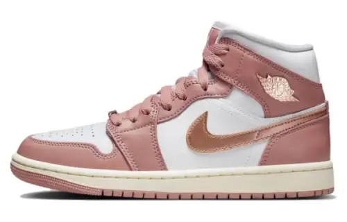 Jordan Air Jordan 1 Mid Slip Resistant Abrasion Resistant Mid top Vintage Basketball Shoes Men's Pink