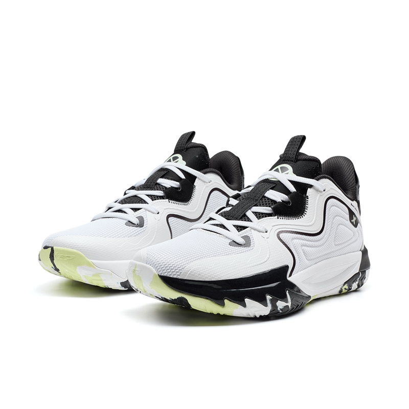 XTEP Cushioning Slip Resistant Abrasion Resistant Low top Basketball Shoes Men’s White Black