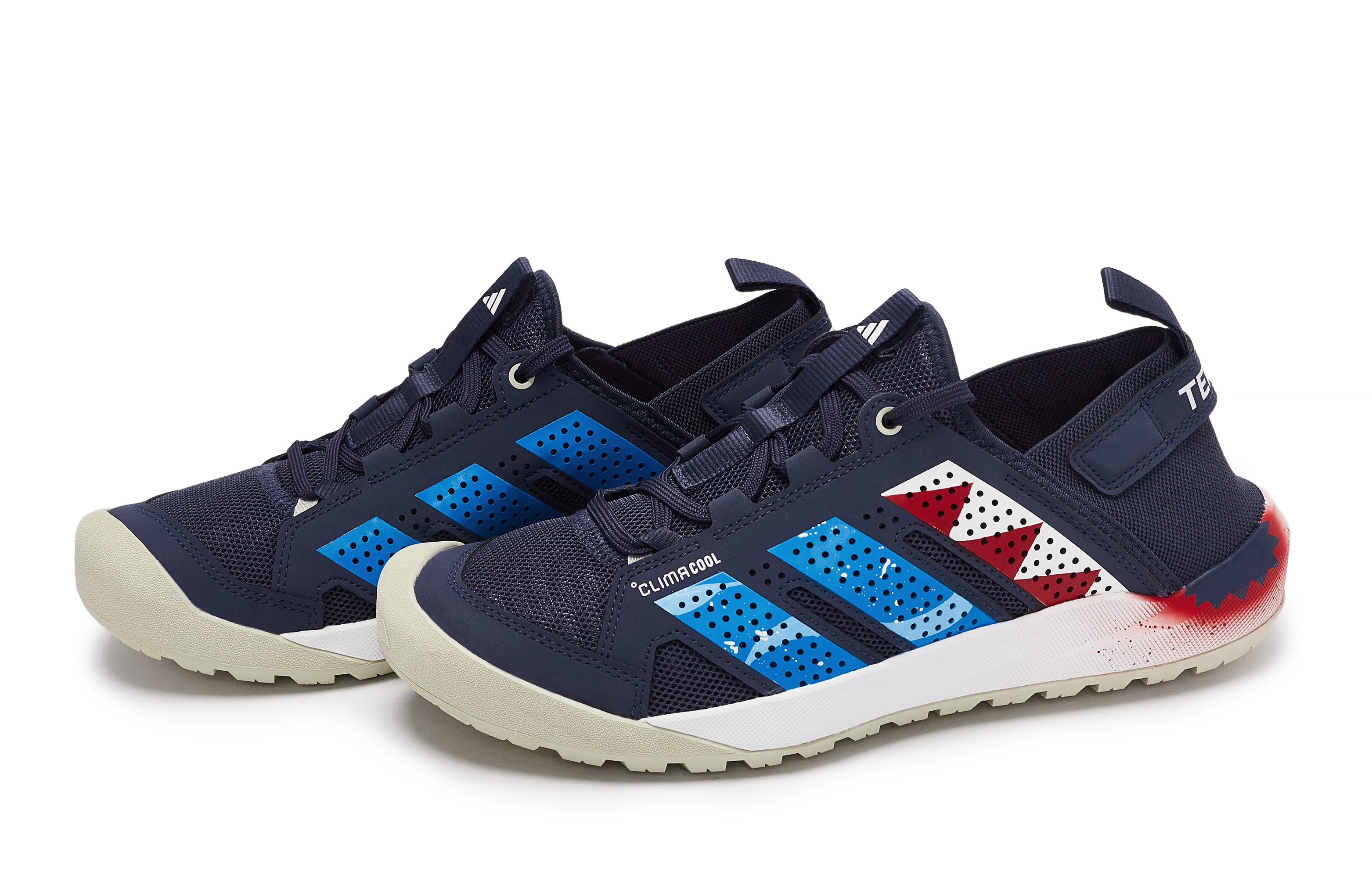 Adidas DAROGA 25 Crazy Shark Wave Abrasion Resistant Abrasion Resistant Low top Hiking Shoes Unisex White Blue Red
