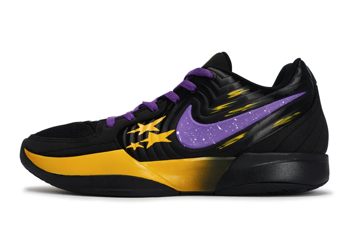 Nike Ja 2 Abrasion Resistant Low top Basketball Shoes Men's Black Purple Yellow