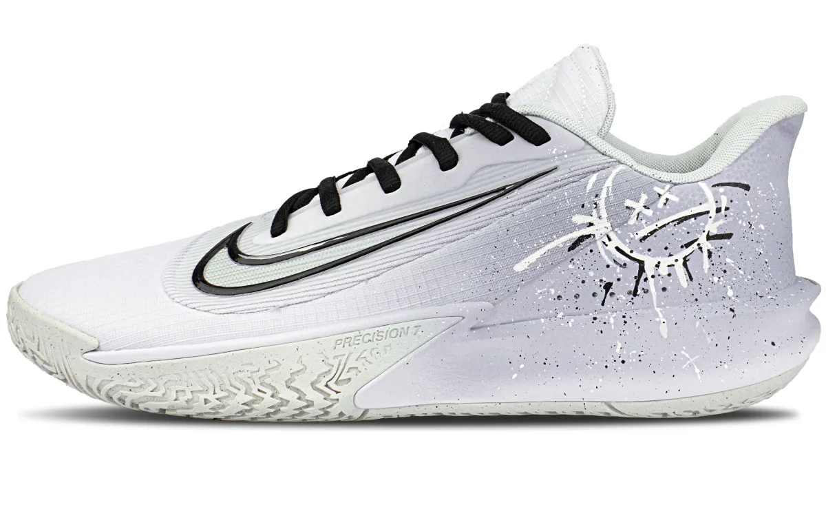 Nike Precision 7 Comfortable Mesh Low top Basketball Shoes Unisex White Purple