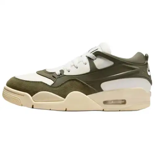 Jordan Air Jordan 4 Slip Resistant Abrasion Resistant Low top Vintage Basketball Shoes Women's White Green