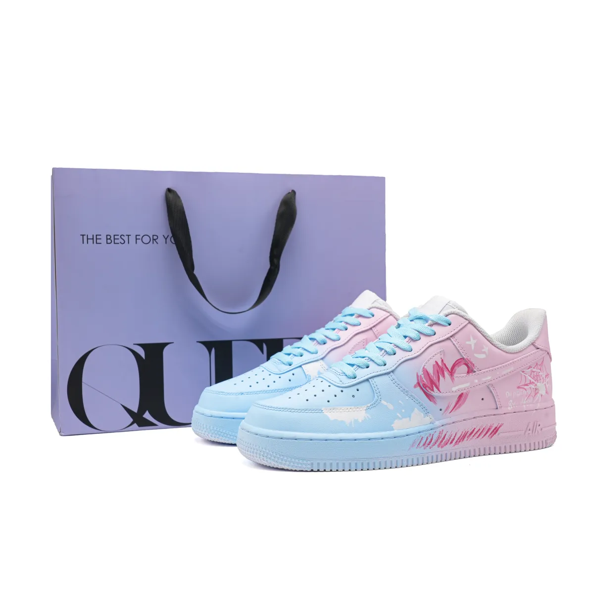 Nike Air Force 1 Magic Trail Lightweight Low top Skateboard Shoes Unisex Blue Pink