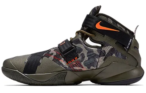 Nike Zoom soldier 9 LeBron James Soldier 9 Trendy and versatile shock-absorbing, anti-slip, wear-resistant and breathable, middle-top practical basketball shoes, men's military green