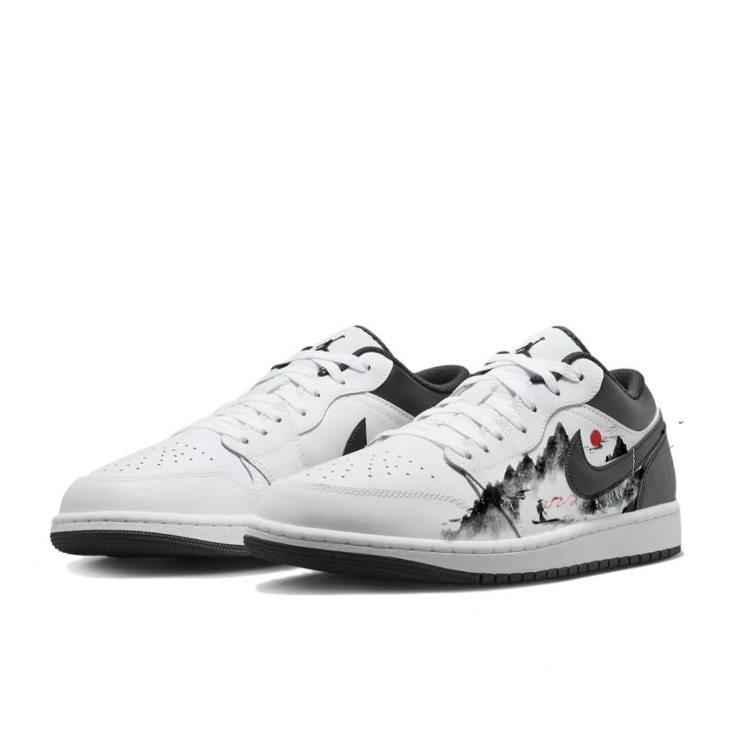 Jordan Air Jordan 1 Cushioning Slip Resistant Low top Vintage Basketball Shoes Men’s Black White