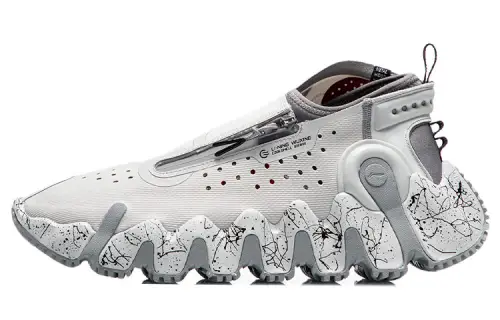 Li Ning Paris Fashion Week Collection Vintage Basketball Shoes Men's Low Top Antarctic Gray