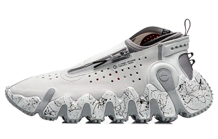 Li Ning Paris Fashion Week Collection Vintage Basketball Shoes Men's Low Top Antarctic Gray