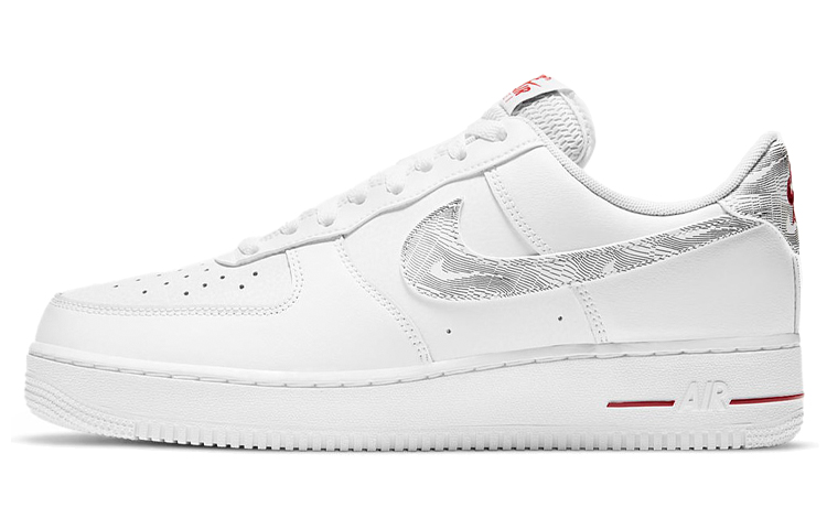 Мужские кроссовки Nike Air Force 1 "Topography Pack" (белый / красный / черный) — Белый / красный / чёрный — фото 1