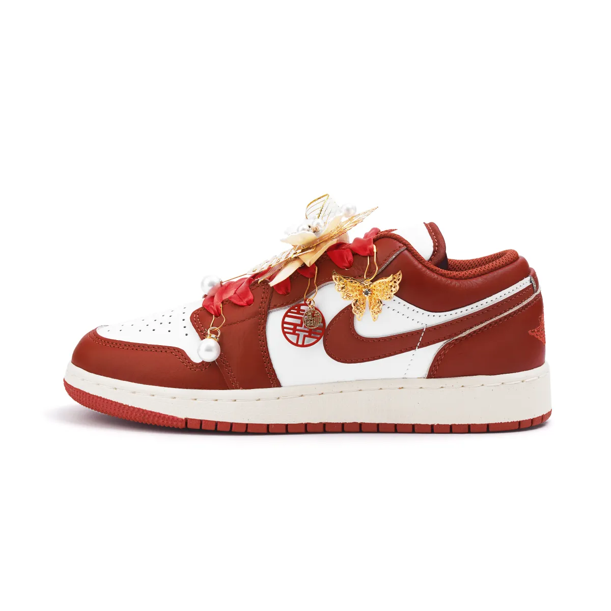 Jordan Air Jordan 1 Slip Resistant Abrasion Resistant Low top Vintage Basketball Shoes Women's Red