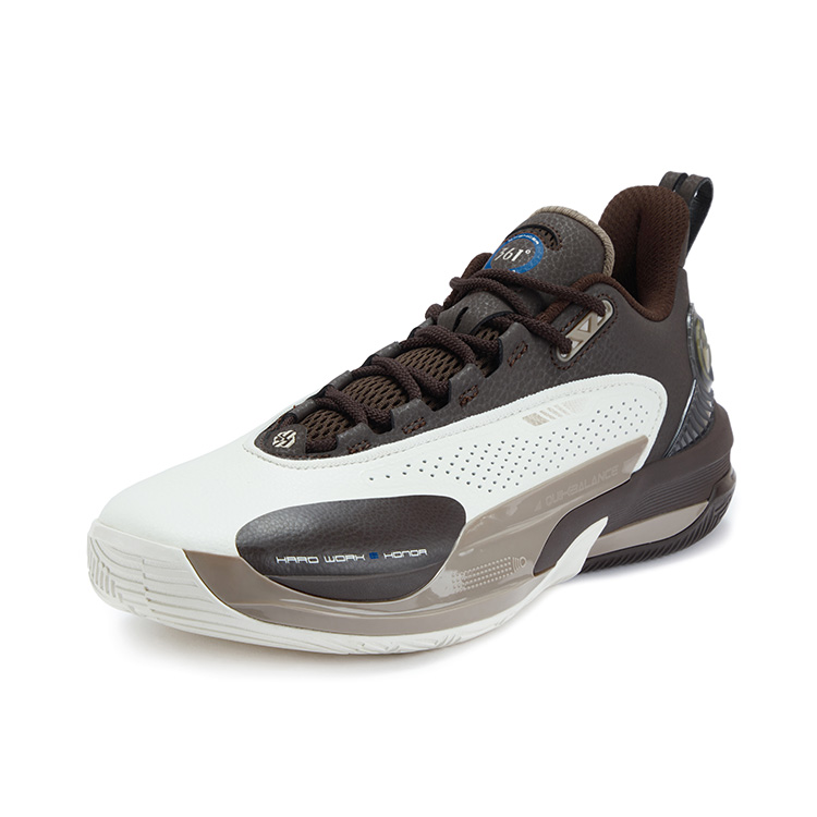 361° Abrasion Resistant Cushioning Low top Basketball Shoes Men’s White Brown