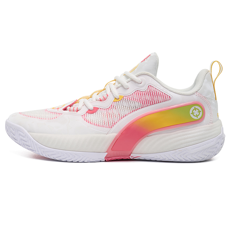 RIGORER Cutting Basketball Shoes Unisex Low Top Precision White/Lemon/Peach Pink