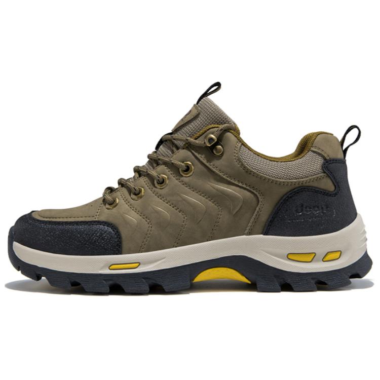 Jeep Comfortable Slip Resistant Abrasion Resistant Low top Hiking Shoes Men’s Khaki