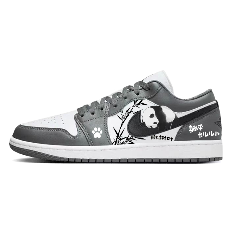 Jordan Air Jordan 1 Black White Mimi Cushioned Slip-Resistant Low-Top Vintage Basketball Shoes Unisex Gray White