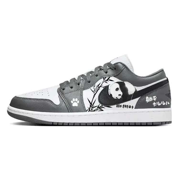 Jordan Air Jordan 1 Black White Mimi Cushioned Slip-Resistant Low-Top Vintage Basketball Shoes Unisex Gray White